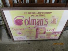 VINTAGE FRAMED COLMAN’S ADVERTISING PRINT, 70 X 95CM