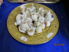 OVAL GILDED TRAY AND VARIOUS CRESTED WARE