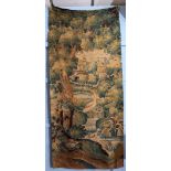 Aubusson tapestry depicting geese in a waterfall and gardens before a chateau, probably 17th/18th