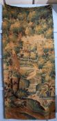 Aubusson tapestry depicting geese in a waterfall and gardens before a chateau, probably 17th/18th