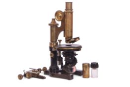 Leitz Wetzlar microscope, stamped 171157, in light oak case with some accessories etc, retailed by