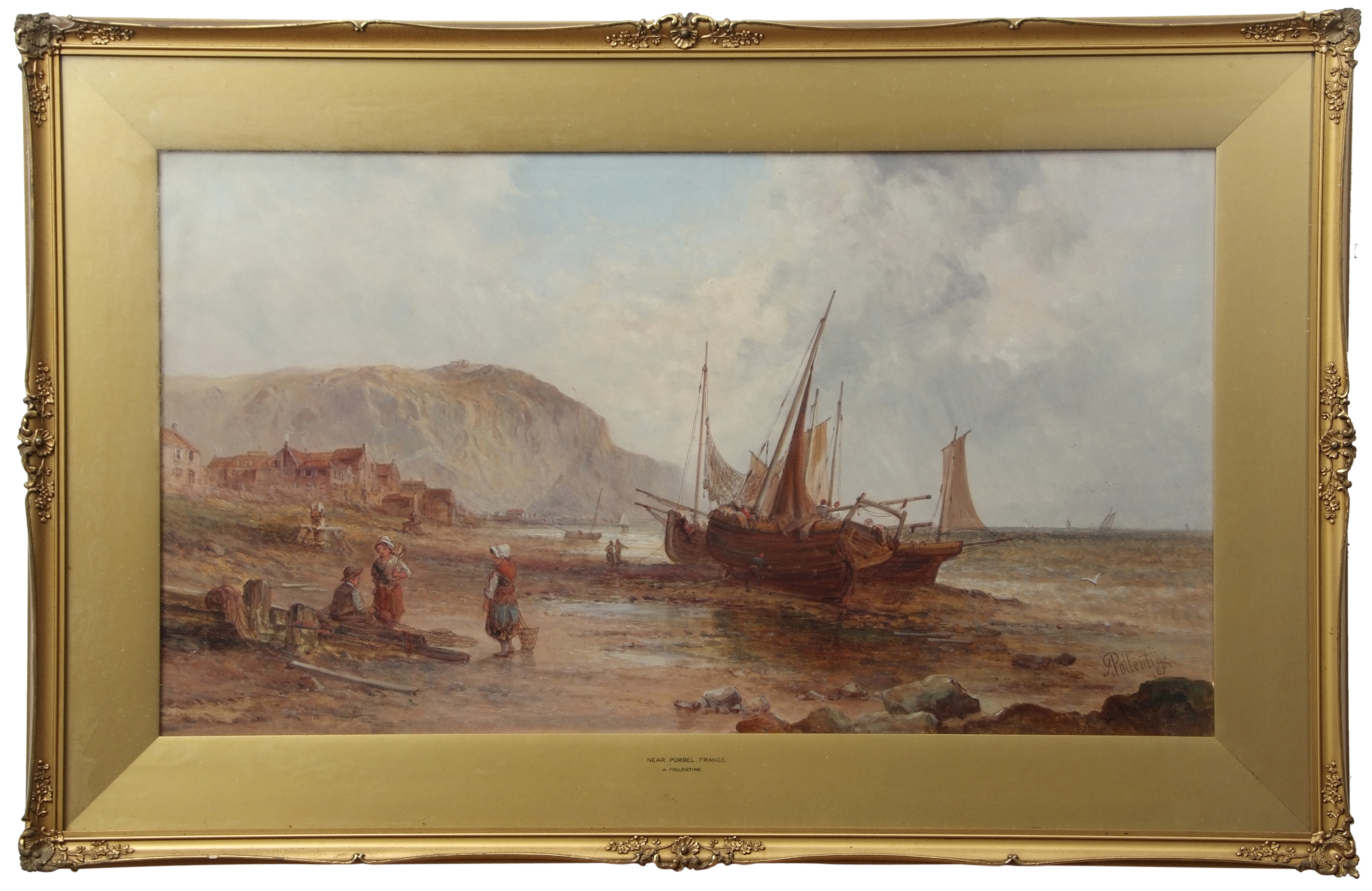 Alfred Pollentine (1836-1890), "Near Porbel, France" and "On the Normandy coast", pair of oils on
