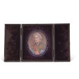 19th century gold and enamelled framed portrait miniature of Viscount Lord Nelson, after Hoppner,