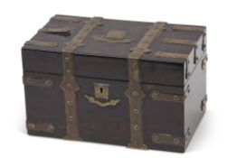 Victorian coromandel tea caddy, applied throughout with glass strapwork with vacant name plate and