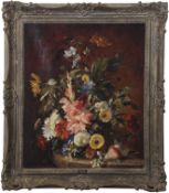 •AR Stuart Somerville (1908-1983), Still Life Study of Mixed Flowers on Marble Ledge, oil on canvas,