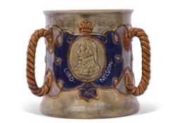 Royal Doulton stoneware tyg, circa 1905, commemorating the centenary of the death of Nelson, of