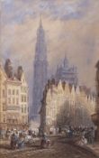 David Roberts, RA (1796-1864), Antwerp, watercolour, signed and dated 1850 lower left, 44 x 27cms