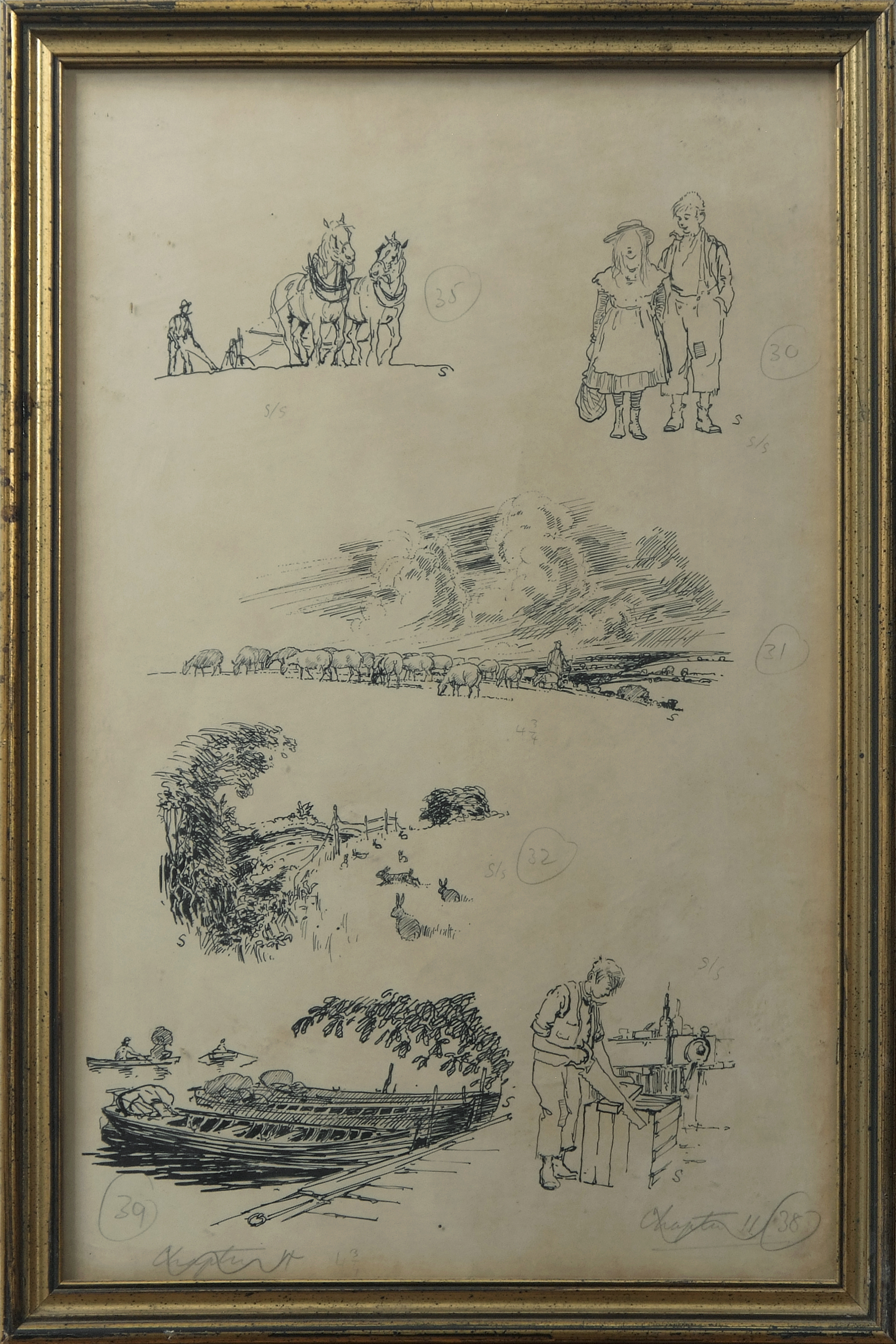 AR Edward Brian Seago, RWS, RBA (1910-1974), Set of four illustrations, possibly for the rabbit skin - Image 4 of 4