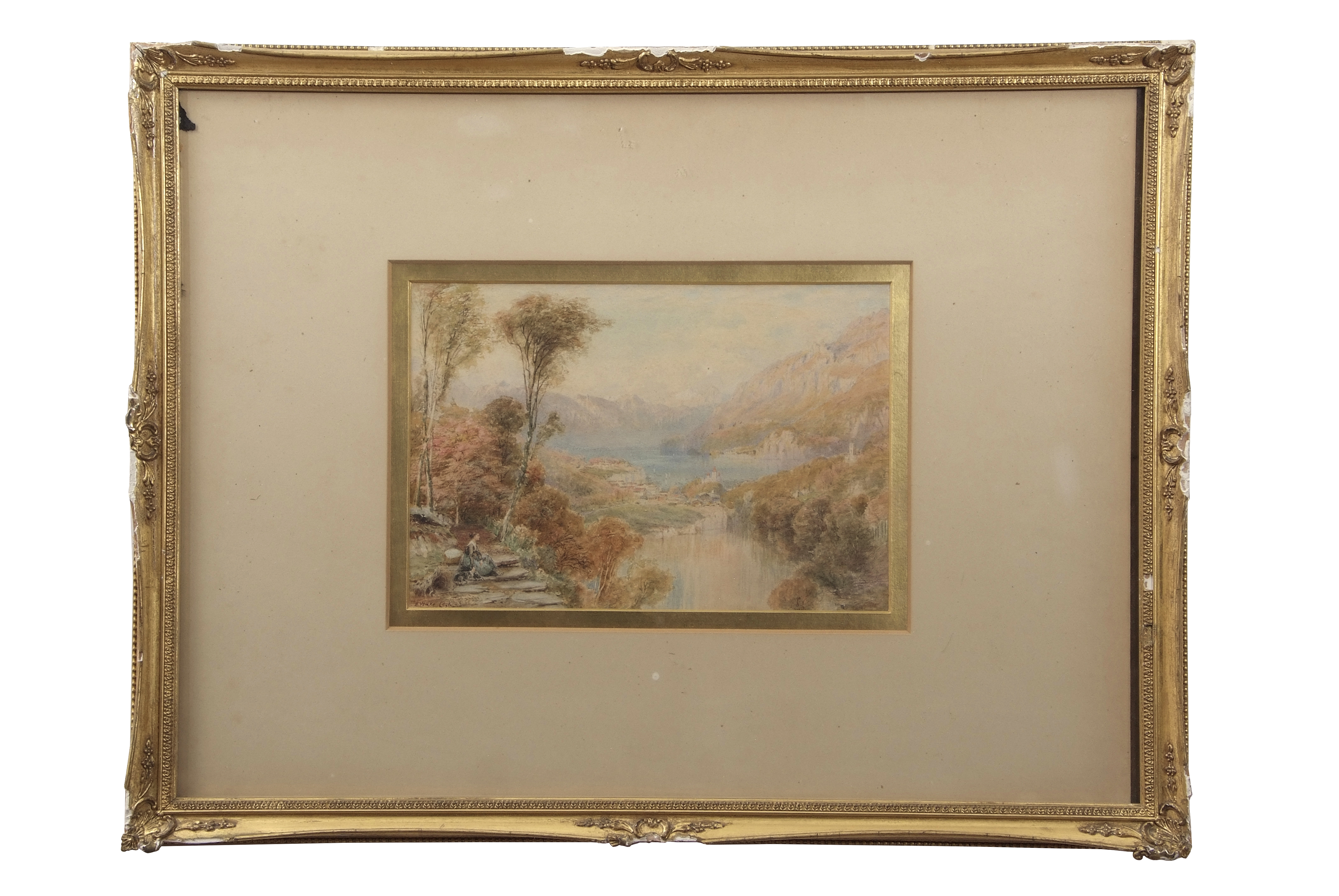 Ebenezer Wake Cook (1843-1926), "The Lake of Brieny near Interlaken", watercolour, signed and