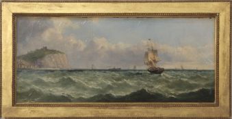 John James Wilson (1818-1875), Shipping Off Scarborough, oil on board, signed lower right, 16 x