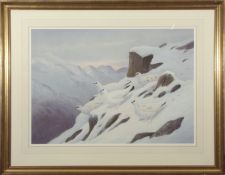 •AR Richard Robjent (b1937), Winter Ptarmigan, watercolour, signed lower right, 61 x 85cm