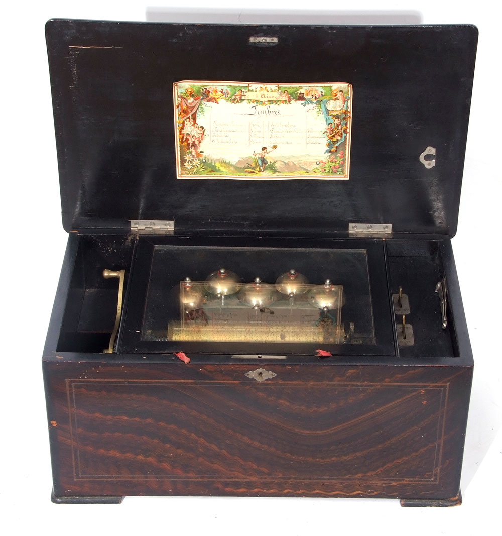 Late 19th century rosewood and inlaid cased large music box of eight airs, serial number 4463, - Image 3 of 7