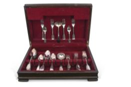 A composite set of Fiddle & Thread pattern silver cutlery comprising seven matching serving
