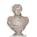 White painted plaster bust of Vice Admiral Nelson after the original by John Flaxman, modelled in