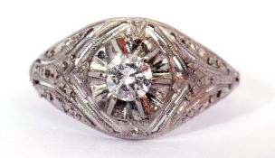 Precious metal single stone diamond ring, the round brilliant cut diamond ct weight 0.20 approx,