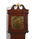 Late 18th/early 19th century oak provincial longcase clock with swan neck pediment and central