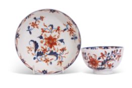 Lowestoft Porcelain Redgrave Imari pattern tea bowl and saucer with a floral design