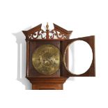 Early 19th century oak cased longcase clock, Richd Boyfield of Gt Dalby, broken arch and C-scroll