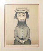 AR Laurence Stephen Lowry, RA (1887-1976), "Bearded Lady", artist's coloured proof with publisher