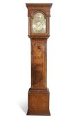 Walnut longcase clock, R Bradberry of Reeth, ogee moulded hood over an arched dial, silvered name