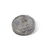 Rare Admiral Lord Nelson silver snuff box by Joseph Willmore of Birmingham, circular shaped with