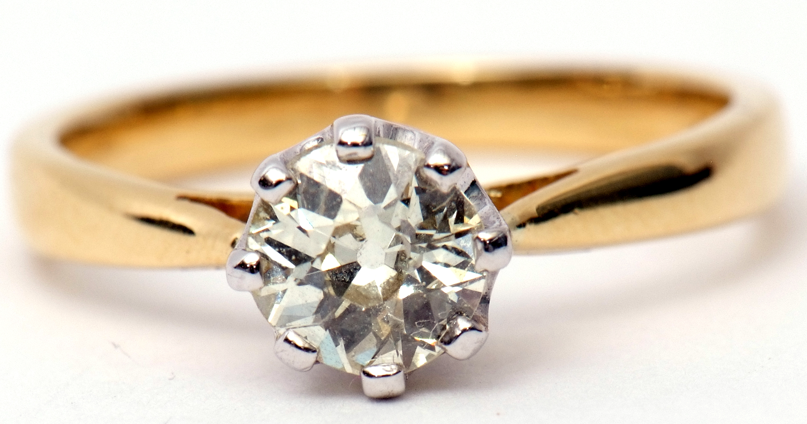 Single stone brilliant cut diamond ring, 0.82ct approx, multi-claw set and raised in a coronet