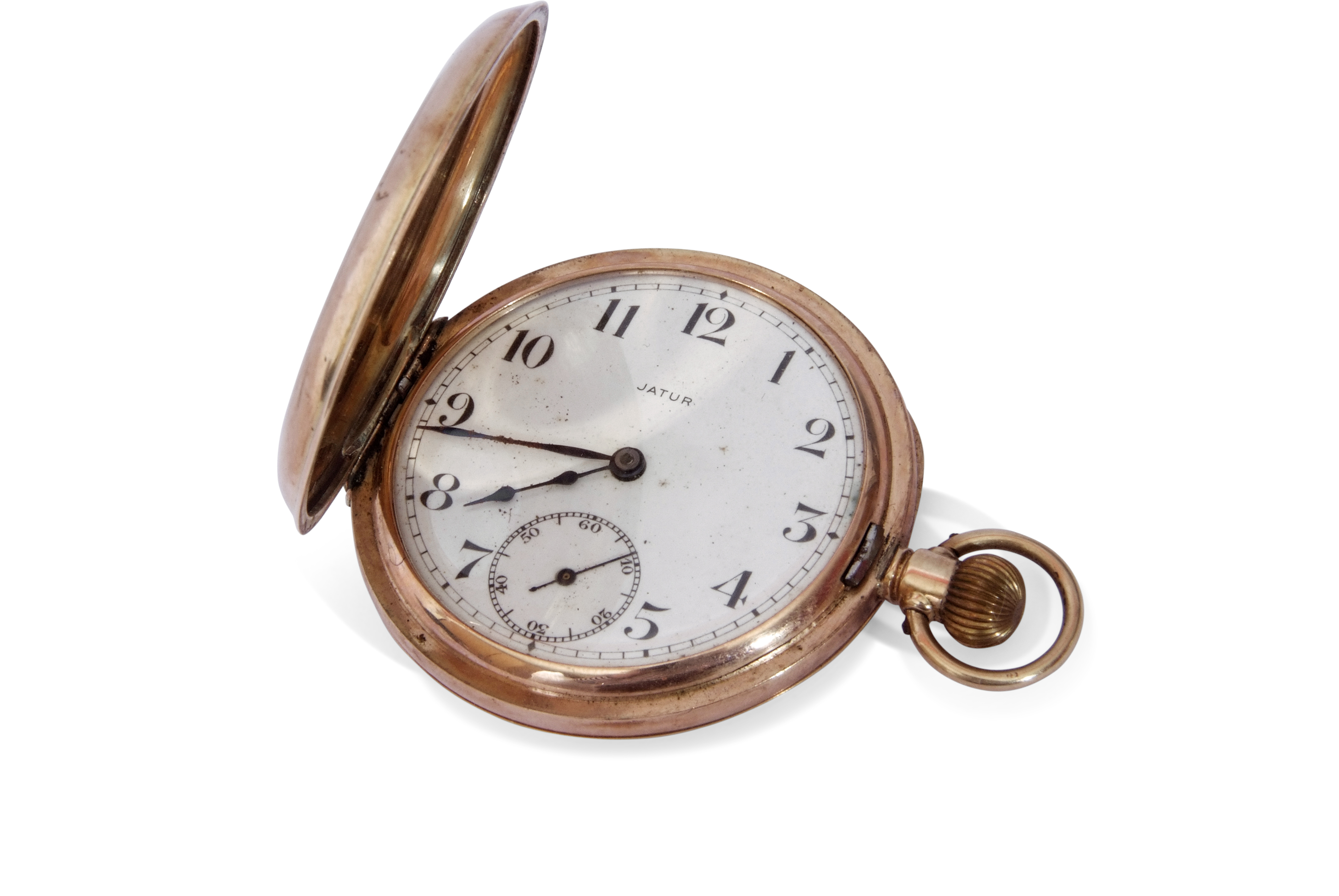 Gent's first quarter of 20th century hallmarked 9ct gold half hunter pocket watch with button - Image 2 of 2