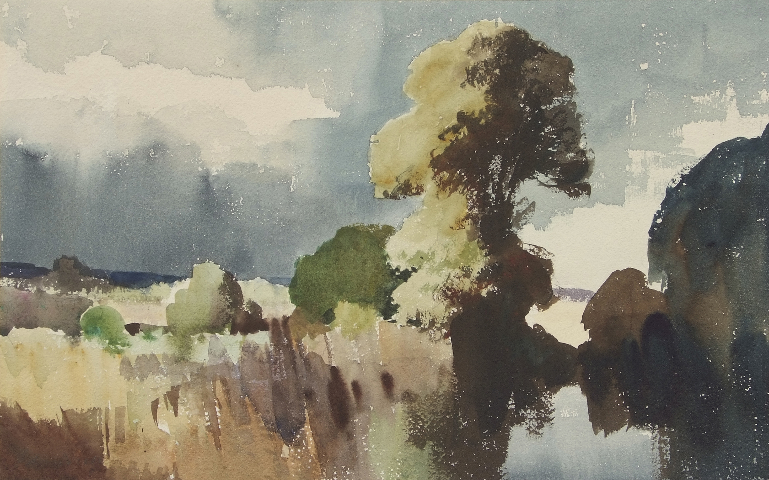 •AR Edward Brian Seago, RWS, RBA (1910-1974), "Trees and water - Norfolk", watercolour, signed lower