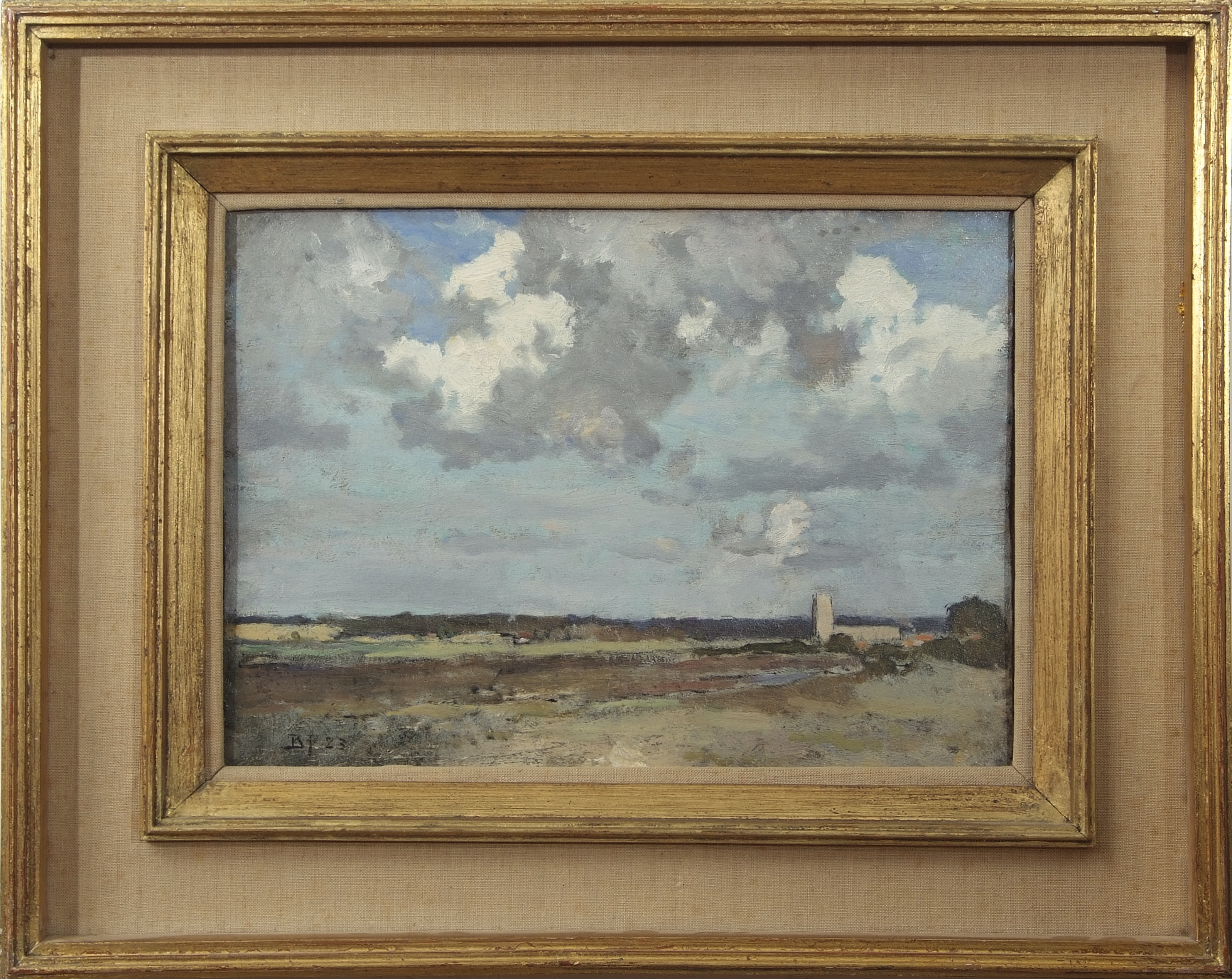 Bertram Walter Priestman, RA (1868-1951), "Blythburgh", oil on panel, initialled and dated 23