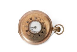 Gent's first quarter of 20th century hallmarked 9ct gold half hunter pocket watch with button