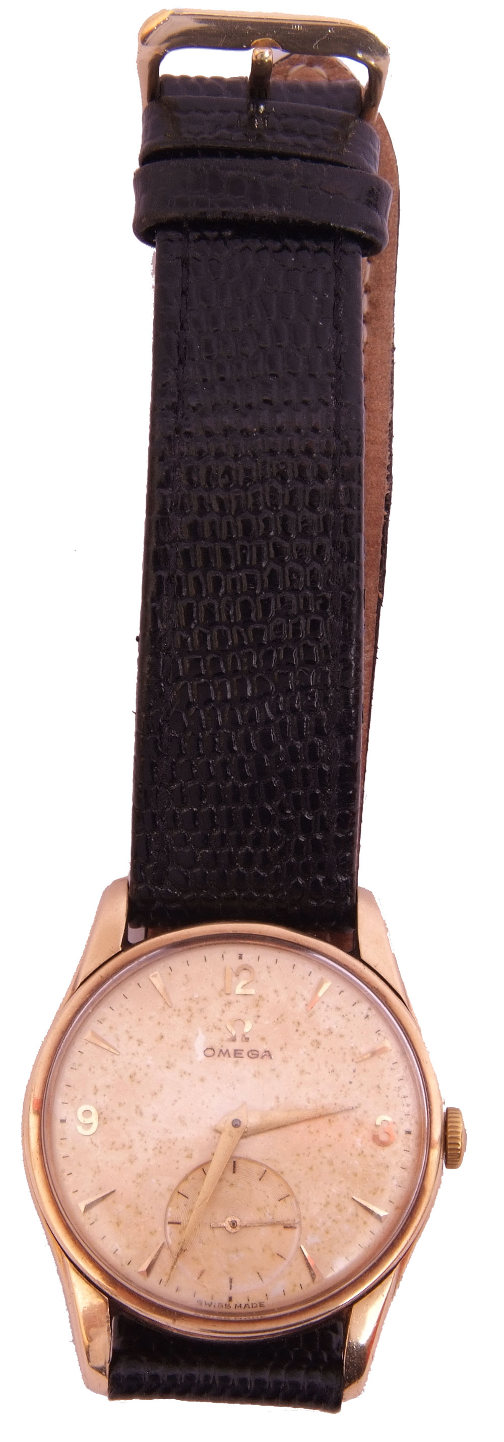 Gent's third quarter of 20th century 9ct gold cased wrist watch with gold hands to a discoloured - Image 2 of 4