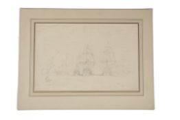 George Chambers (1803-1840), Studies for the Battle of Trafalger, two pencil drawings, both signed G