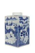 Late 18th/early 19th century Chinese porcelain vase of square section with blue and white decoration