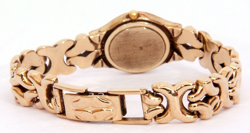 Last quarter of 20th century ladies Bueche Girod 9ct gold cased quartz movement wrist watch with - Image 2 of 2