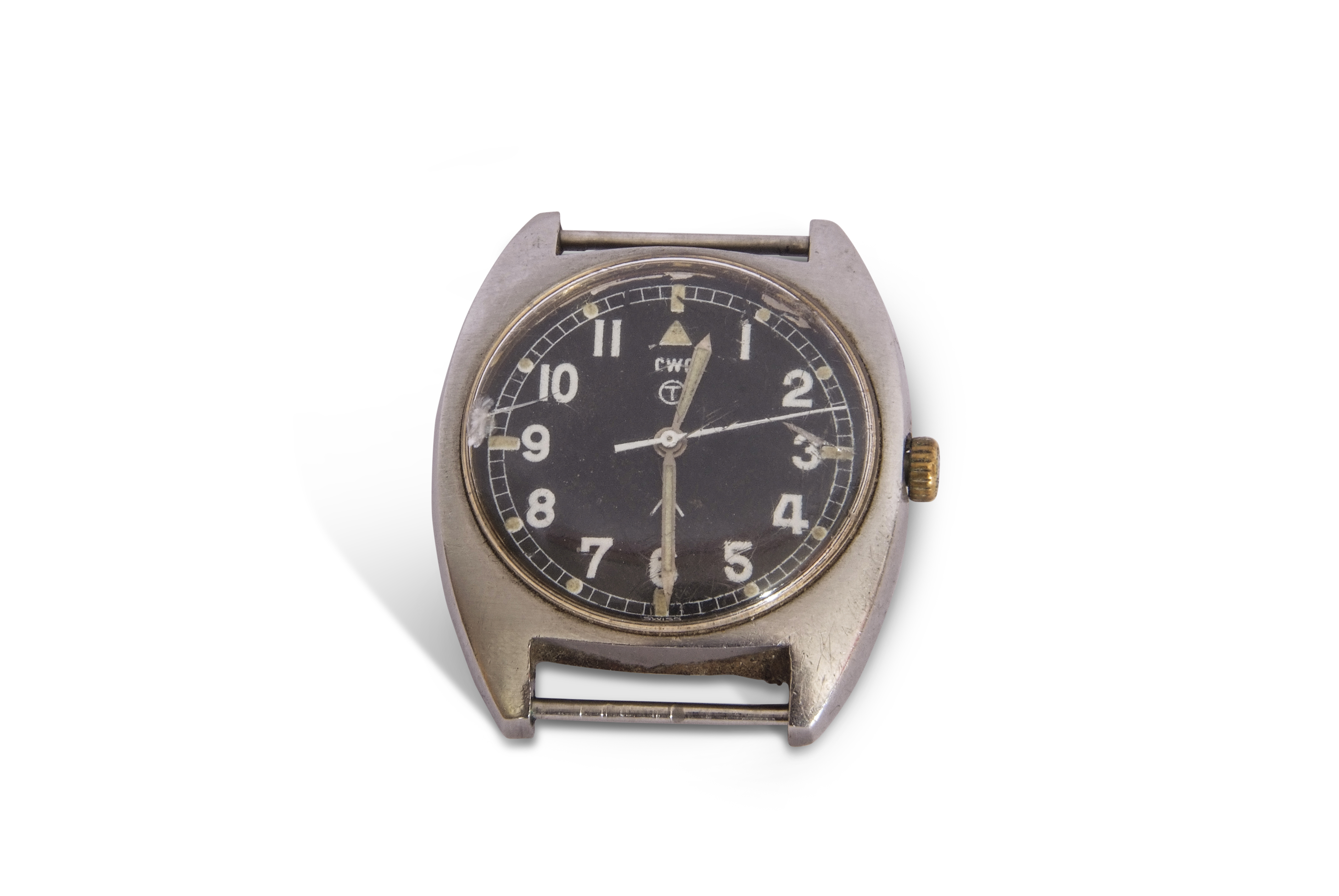 CWC Military steel wrist watch dated verso '76, having luminous hands, luminous Arabic numbers to