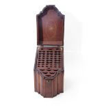 George III period mahogany slope front knife box, crossbanded to over fitted inlaid interior,