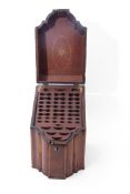 George III period mahogany slope front knife box, crossbanded to over fitted inlaid interior,