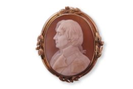 Mid-19th century large shell cameo brooch/pendant by Tommaso Saulini (1793-1864), signed T Saulini F