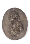 A silver coppered repousse plaque of Nelson after John De Vaere's profile undertaken for Messrs