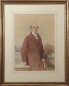 Frederick Cruickshank (1800-1868), Portraits of gent and his wife, pair of watercolours, both signed