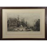 After William Lionel Wyllie, "Trafalgar 21 October 1805", black and white etching, published by