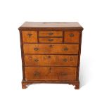 18th century and later oak and walnut chest, two central shallow drawers flanked on either side by a