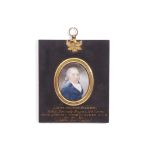 Second quarter of 19th century unsigned oil miniature, head and shoulders portrait of Capt Thomas