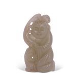 Chinese jade carving of a man with dog by his side, 6cm long