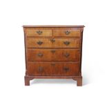 18th century walnut chest (probably formerly the top of a chest on chest), moulded edge over two