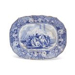 Rare Jones & Sons British History series meat plate, early 19th century, printed in blue and white