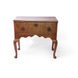 Walnut single drawer side table, moulded edge over full width drawers raised on cabriole supports