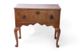 Walnut single drawer side table, moulded edge over full width drawers raised on cabriole supports