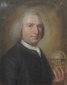 English School (18th Century), Portrait of a Gent holding a Globe, possibly Reverend