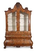 Good quality reproduction William and Mary style arch top side cabinet, the cornice crested with